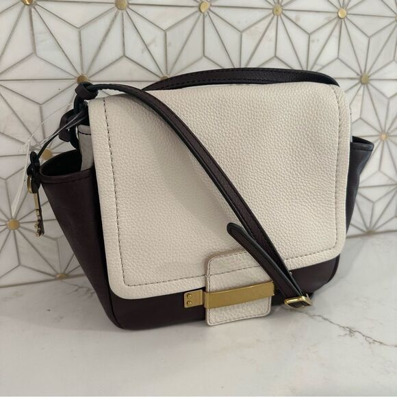 FOSSIL AVA Pebbled Leather Flap Colorblock Crossbody Purse ZB7388603 - Picture 1 of 13